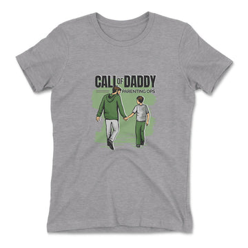 Call Of Daddy Womens T-Shirt in Heather Grey color
